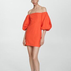 NWT MANGO Puffed Sleeves Mini Dress